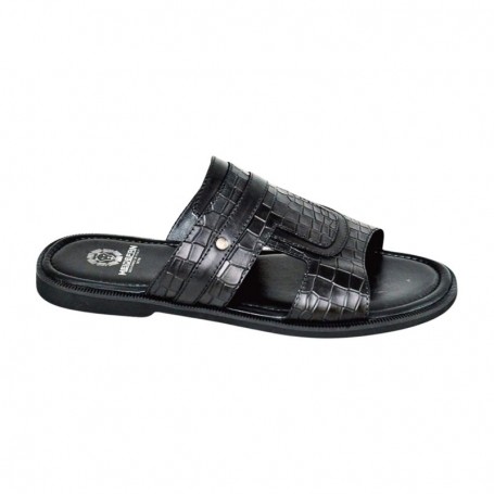 Sandale premium noire en cuir ajouré – SDL3298