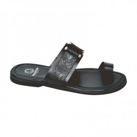 Tong sandale premium noire en cuir – SDL3306