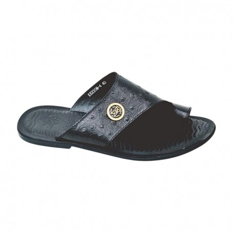 Sandale premium noire fermée en cuir – SDL3309