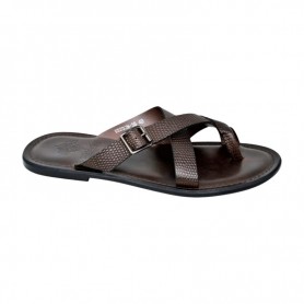 Tong sandale premium marron à boucle – SDL3310