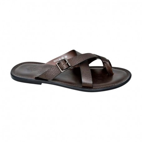 Tong sandale premium marron à boucle – SDL3310
