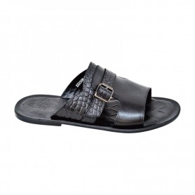 Sandale premium noire à boucle – SDL3321