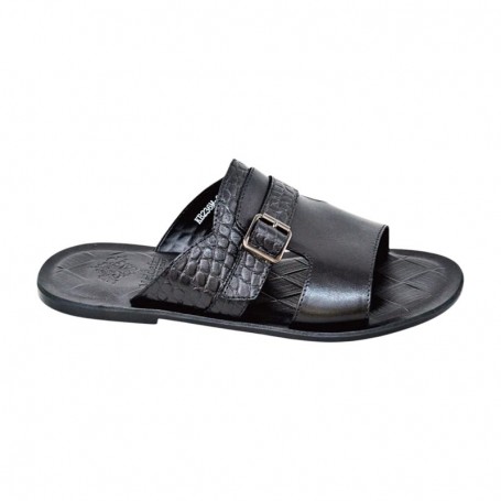 Sandale premium noire à boucle – SDL3321