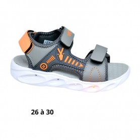 Sandale garçon grise et orange avec scratch - 26 à 30 - ENF700
