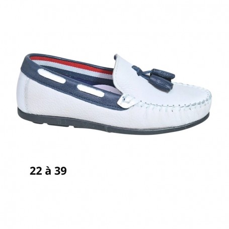 Mocassin garçon blanc et bleu orthopédique - 22 à 39 - ENF702
