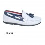 Mocassin garçon blanc et bleu orthopédique - 22 à 39 - ENF702