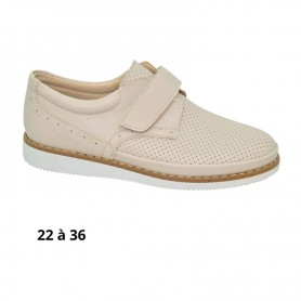 Chaussure garçon beige perforée à scratch - 22 à 36 - ENF711