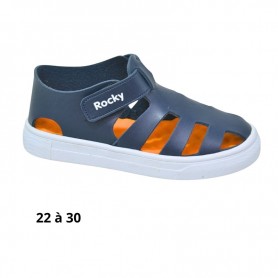 Sandale enfant bleue avec ouvertures orange - 22 à 30 - ENF715