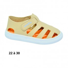 Sandale enfant crème avec ouvertures orange - 22 à 30 - ENF716