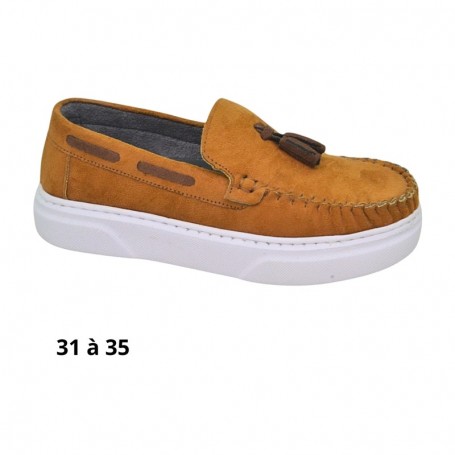 Mocassin garçon camel à semelle blanche - 31 à 35 - ENF717