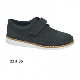 Chaussure garçon noire à scratch - 22 à 36 - ENF720
