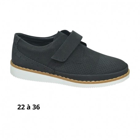 Chaussure garçon noire à scratch - 22 à 36 - ENF720