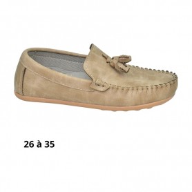 Mocassin garçon beige avec pompon - 26 à 35 - ENF721