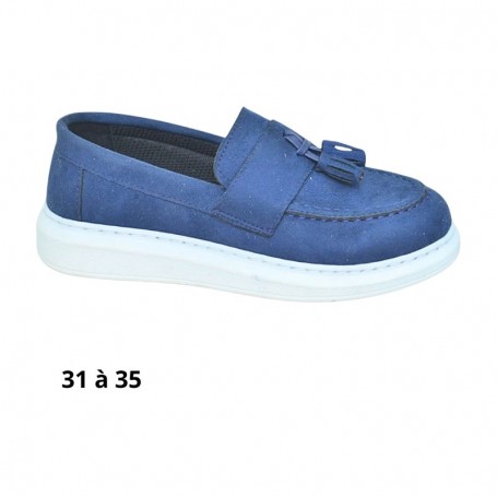 Mocassin garçon bleu clair à pompon - 31 à 35 - ENF722