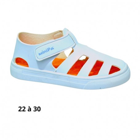 Sandale blanche enfant à scratch - 22 à 30 - ENF724