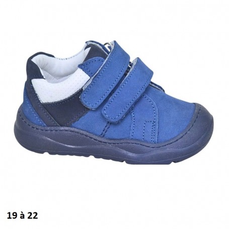 Chaussure bébé bleue à double scratch - 19 à 22 - ENF726