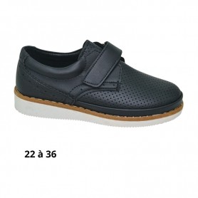 Chaussure garçon noire perforée à scratch - 22 à 36 - ENF732