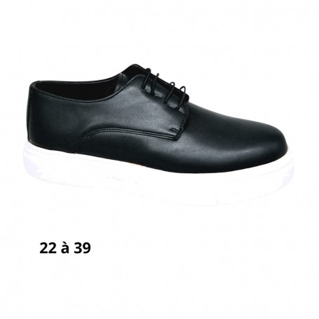 Chaussure garçon noire à lacets - 22 à 39 - ENF737