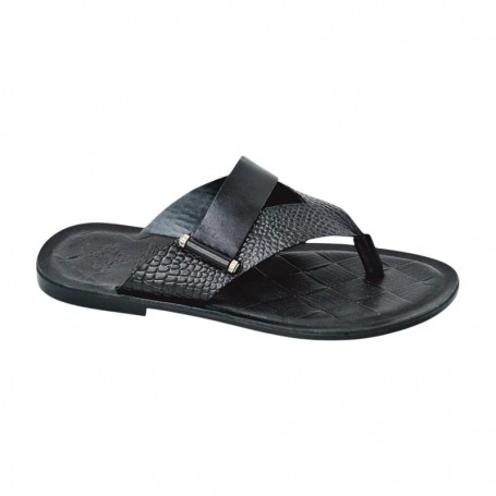 Tong sandale premium noire à bride texturée – SDL3328