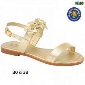 Sandale fille Klin dorée avec fleurs - 30 à 38 - ENF738
