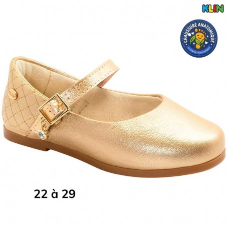 Ballerine fille Klin dorée à bride - 22 à 29 - ENF741