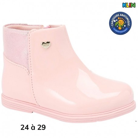 Bottine fille Klin rose vernie - 24 à 29 - ENF747