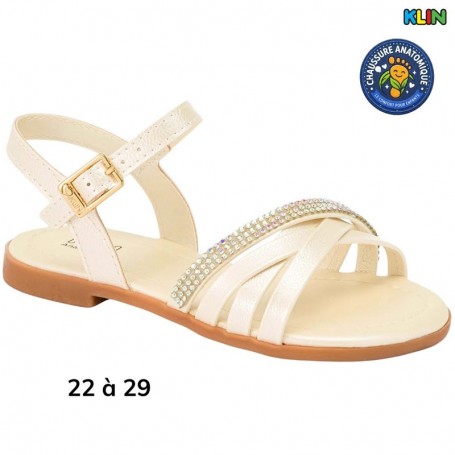 Sandale fille Klin crème avec fermeture - 22 à 29 - ENF748