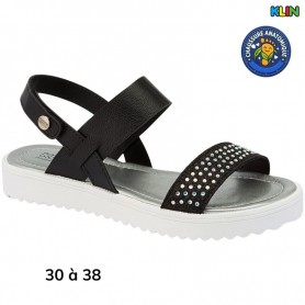 Sandale fille Klin noire et blanche - 30 à 38 - ENF753