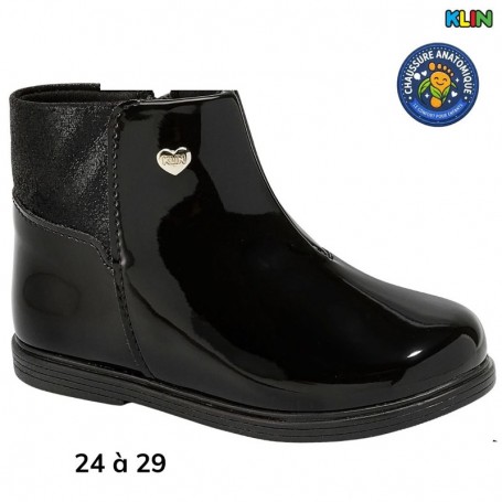 Bottine fille Klin noire vernie - 24 à 29 - ENF757