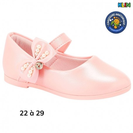 Ballerine fille Klin rose à fleurs - 22 à 29 - ENF761