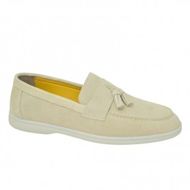 Mocassin premium beige clair en cuir – MOC767