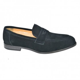 Mocassin noir de ville en cuir suédé – MOC768