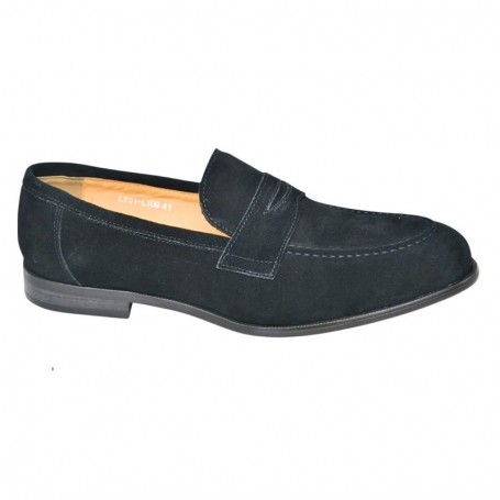 Mocassin noir de ville en cuir suédé – MOC768