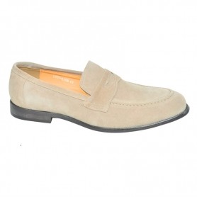 Mocassin beige de ville en cuir suédé – MOC769