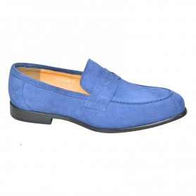 Mocassin bleu de ville en cuir suédé – MOC771