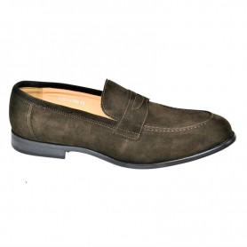 Mocassin marron foncé en cuir suédé – MOC772