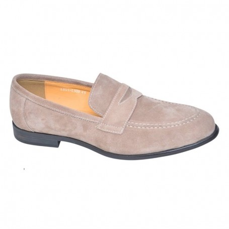 Mocassin beige rosé en cuir suédé – MOC773
