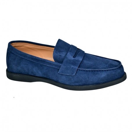 Mocassin bleu marine en cuir suédé – MOC775