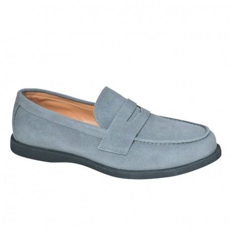 Mocassin bleu ciel en cuir suédé – MOC776