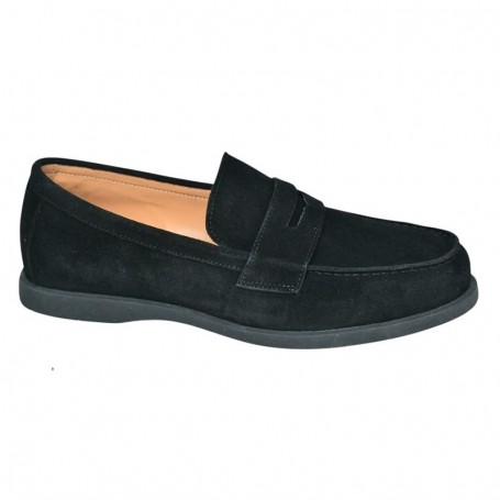 Mocassin noir souple en cuir suédé – MOC778