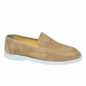 Mocassin beige premium en cuir suédé – MOC779