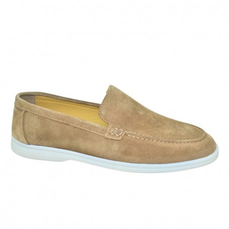 Mocassin beige premium en cuir suédé – MOC779