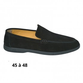 Mocassin noir grande pointure en cuir suédé – MOC780