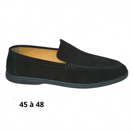 Mocassin noir grande pointure en cuir suédé – MOC780