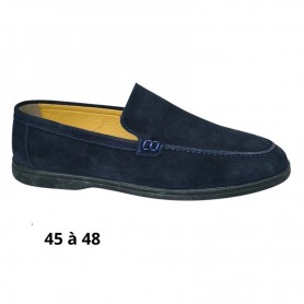 Mocassin bleu grande pointure en cuir suédé – MOC781