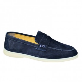 Mocassin premium bleu à semelle claire – MOC782