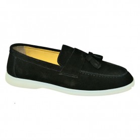 Mocassin noir à noeud en cuir suédé – MOC784