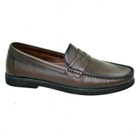 Mocassin marron en cuir lisse – MOC788