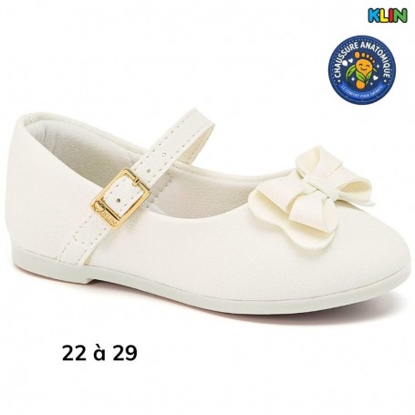 Ballerine fille Klin blanche à noeud - 22 à 29 - ENF762