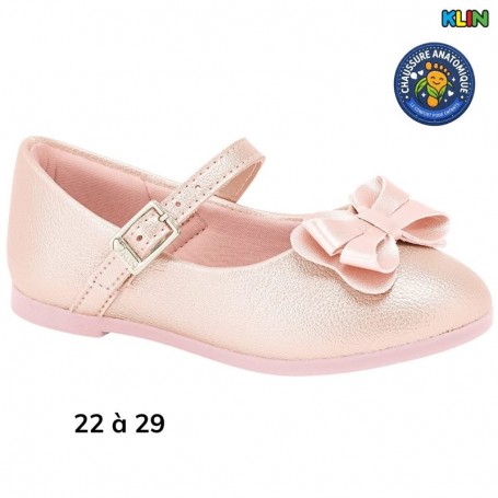 Ballerine fille Klin rose à noeud - 22 à 29 - ENF763